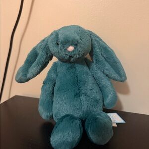 Jellycat my name is little bashful Teal Bunny with White Tail